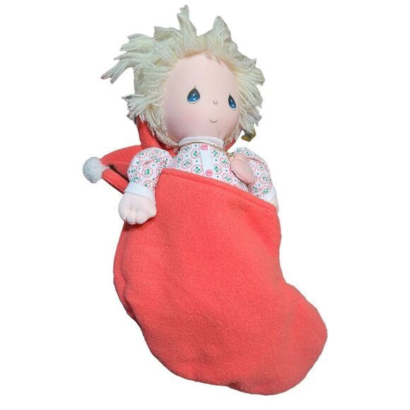 VTG Precious Moments Christmas Stocking Danny Doll & Locket By Applause 1986 - Picture 1 of 5